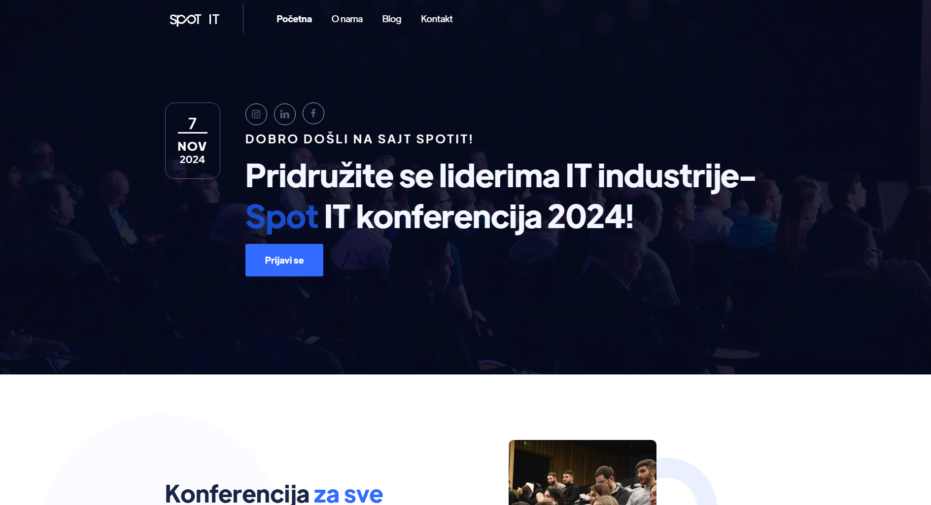 Screenshot of the SpotIT conference registration website for FTN Novi Sad